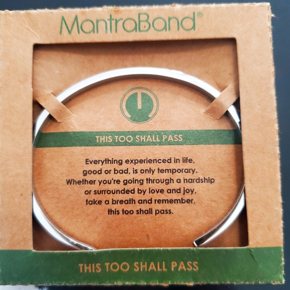MantraBand Silver Bracelet -NWT Inspirational Message "This Too Shall Pass"